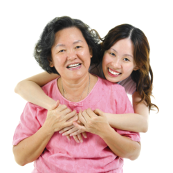 caregiver hugging patient