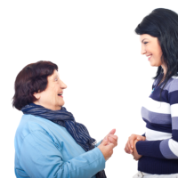 caregiver and patient having a conversation